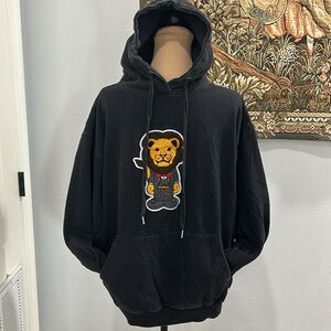Rich Bred Men’s Black Hoodie Sweatshirt with Stitched‎ on Lion. Size L (895)